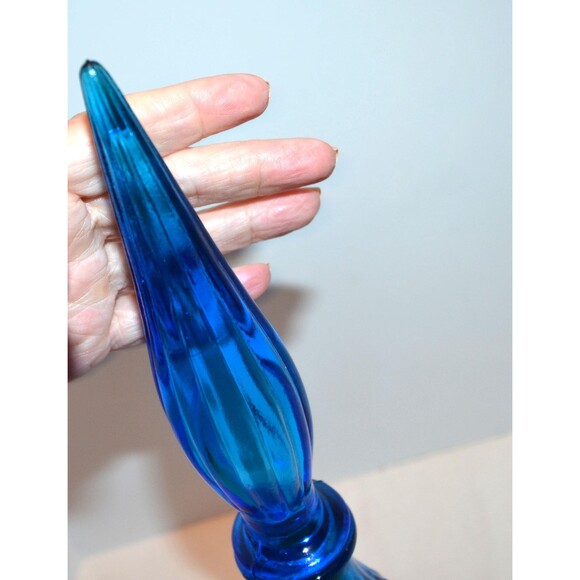 Vintage Genie Bottle Grapes with Stopper Empoli Blue - Picture 2 of 9
